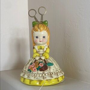 Vintage Josef originals Lorrie GirlCeramic String/Scissors Holder